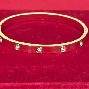Elegant Gold and CZ Diamond Bangle Bracelet